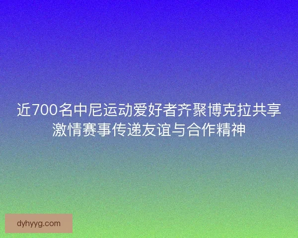 近700名中尼运动爱好者齐聚博克拉共享激情赛事传递友谊与合作精神
